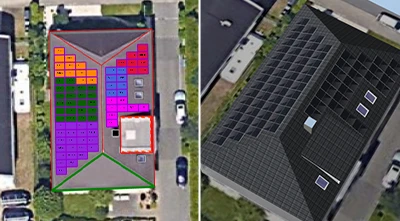 Dachbelegung und Verschattung im PV-Planer