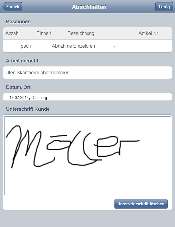 Arbeitsbericht app